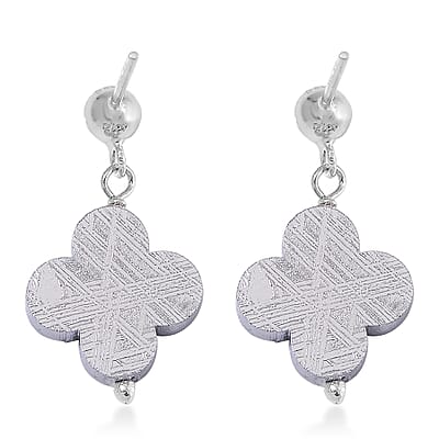 Marvelous Meteorites Beaded Clover Earrings in Rhodium Over Sterling Silver