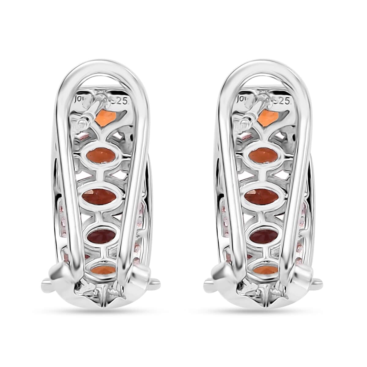 TLV Orange Sapphire, White Zircon Earrings in Rhodium Over Sterling Silver 3.15 ctw image number 4