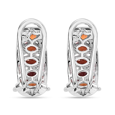D'Joy Orange Sapphire and White Zircon 3.15 ctw Earrings in Rhodium Over Sterling Silver