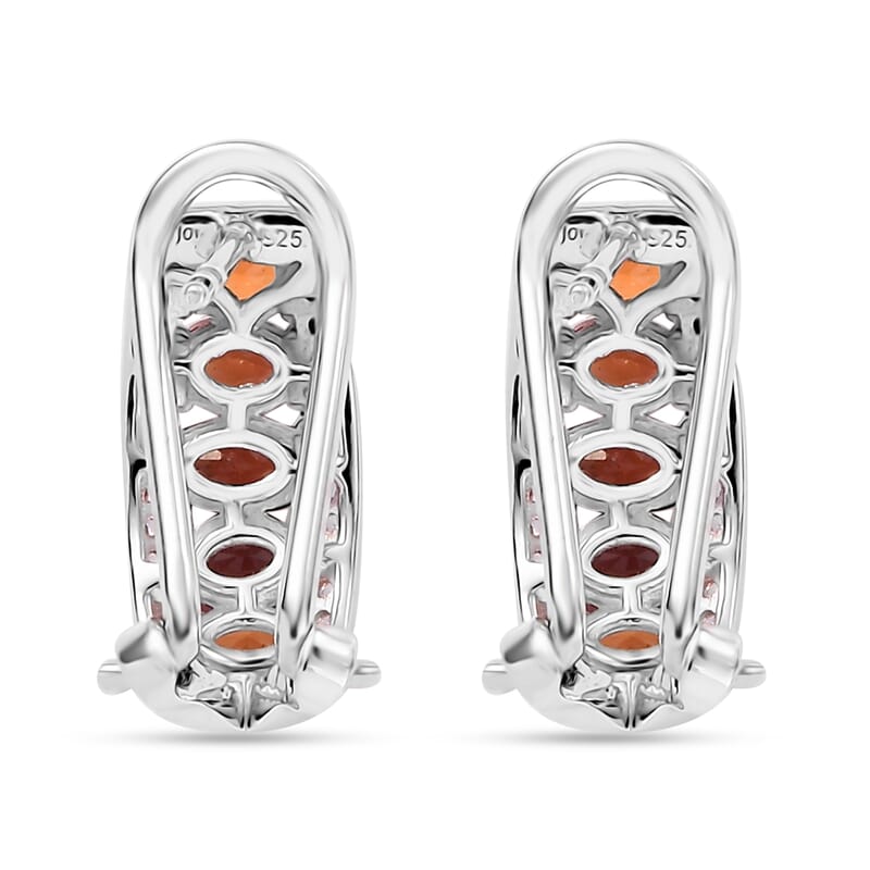 D'Joy Orange Sapphire and White Zircon 3.15 ctw Earrings in Rhodium Over Sterling Silver