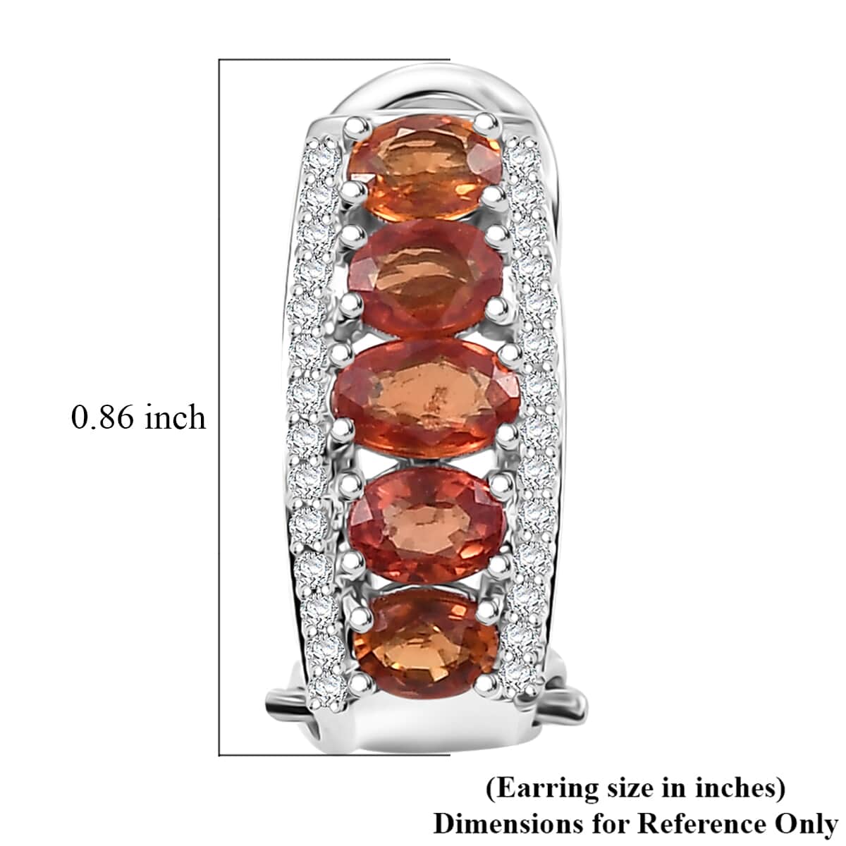 TLV Orange Sapphire, White Zircon Earrings in Rhodium Over Sterling Silver 3.15 ctw image number 5