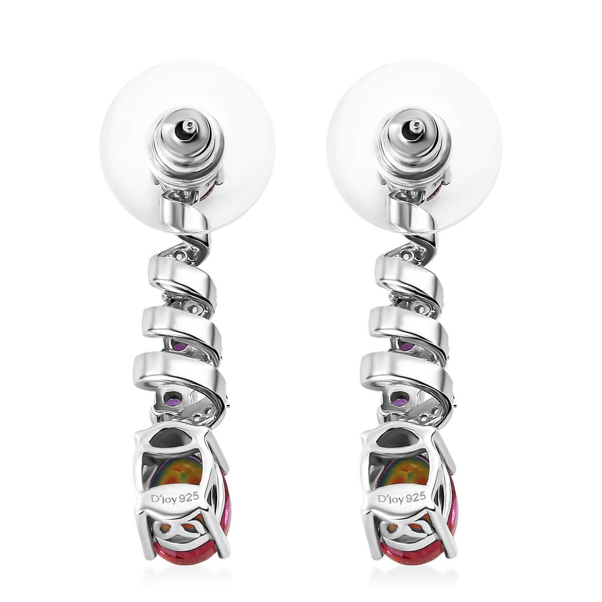 Nebula Quartz Doublet and Multi Gemstone 4.35 ctw Cosmic Dance Radiance Earrings in Rhodium Over Sterling Silver image number 4