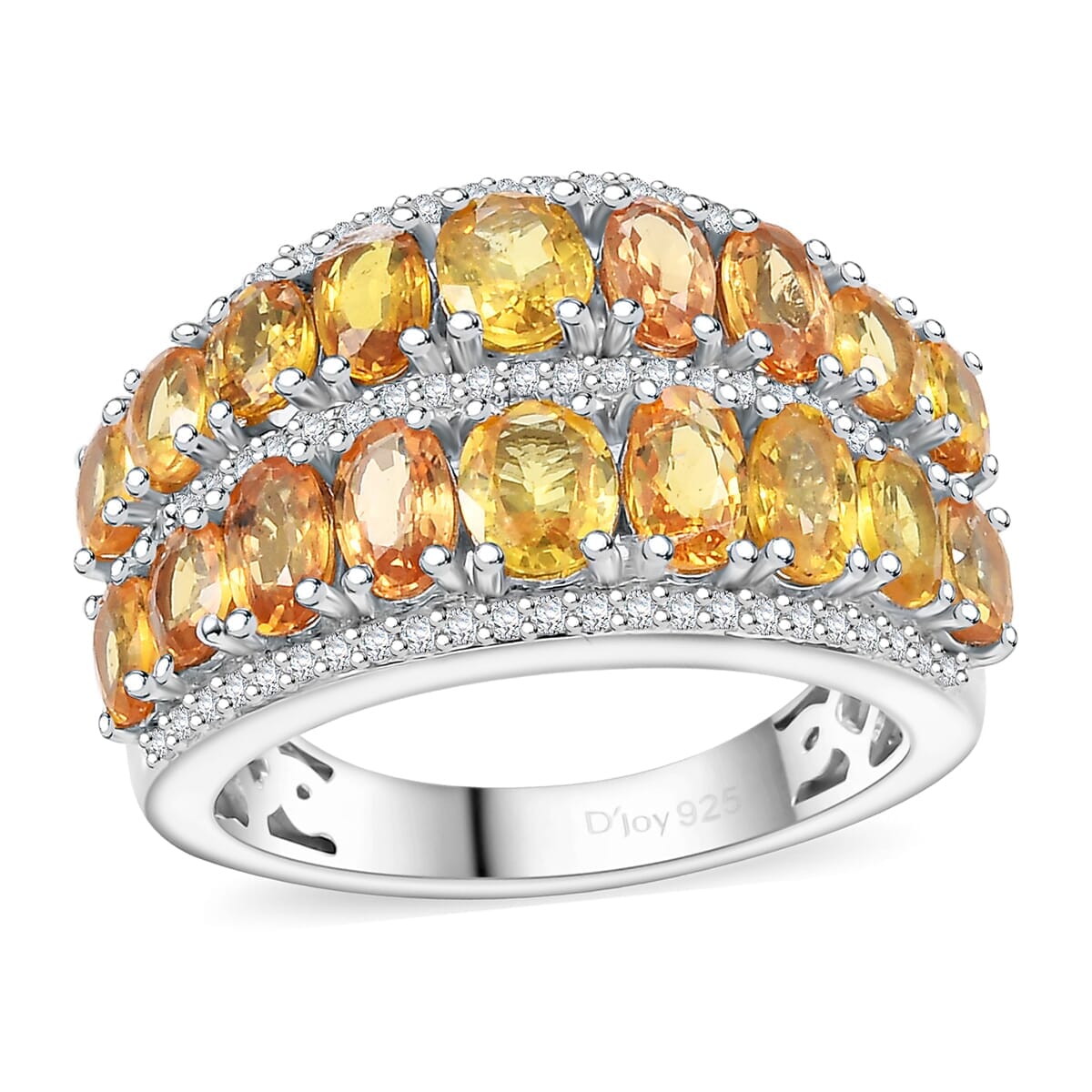 Madagascar Yellow Sapphire and White Zircon 6.20 ctw Ring in Rhodium Over Sterling Silver (Size 8.0) image number 0