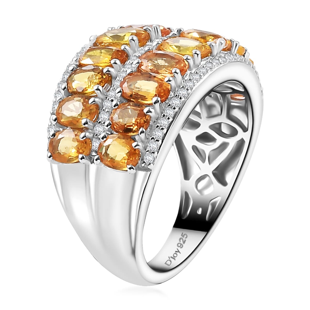 Madagascar Yellow Sapphire and White Zircon 6.20 ctw Ring in Rhodium Over Sterling Silver (Size 8.0) image number 3