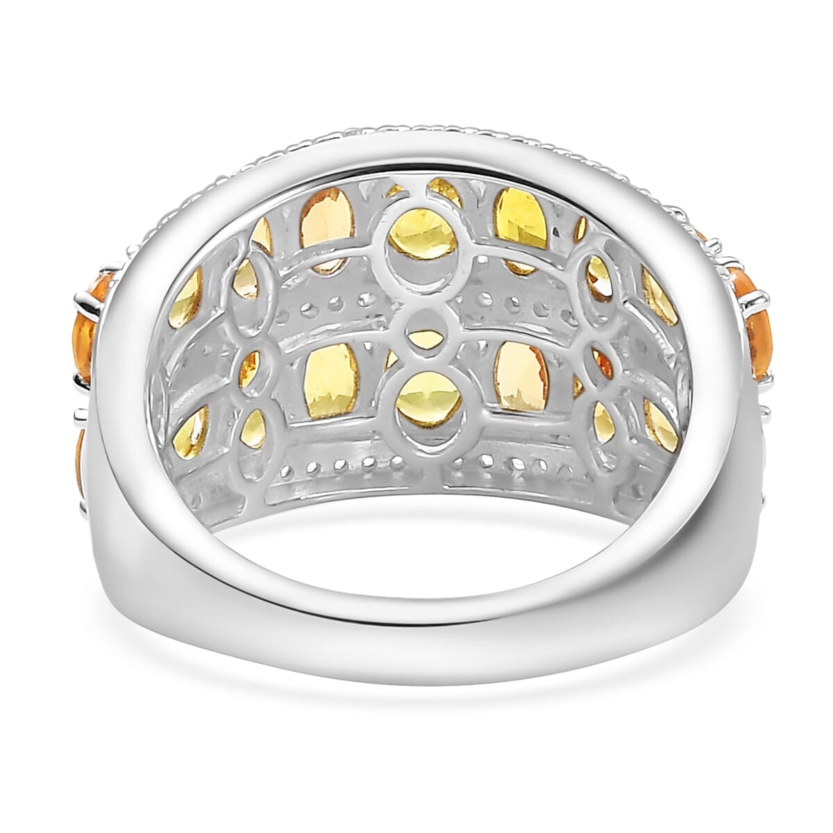 Madagascar Yellow Sapphire and White Zircon 6.20 ctw Ring in Rhodium Over Sterling Silver (Size 8.0) image number 4