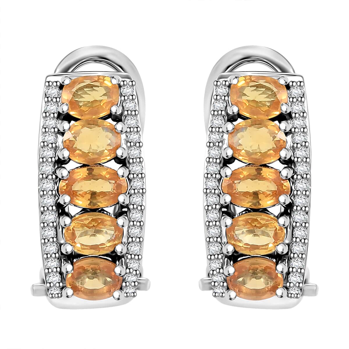 Madagascar Yellow Sapphire and White Zircon 3.00 ctw Earrings in Rhodium Over Sterling Silver image number 0