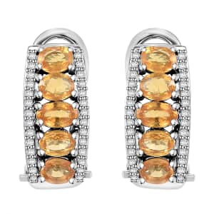 Madagascar Yellow Sapphire and White Zircon 3.00 ctw Earrings in Rhodium Over Sterling Silver