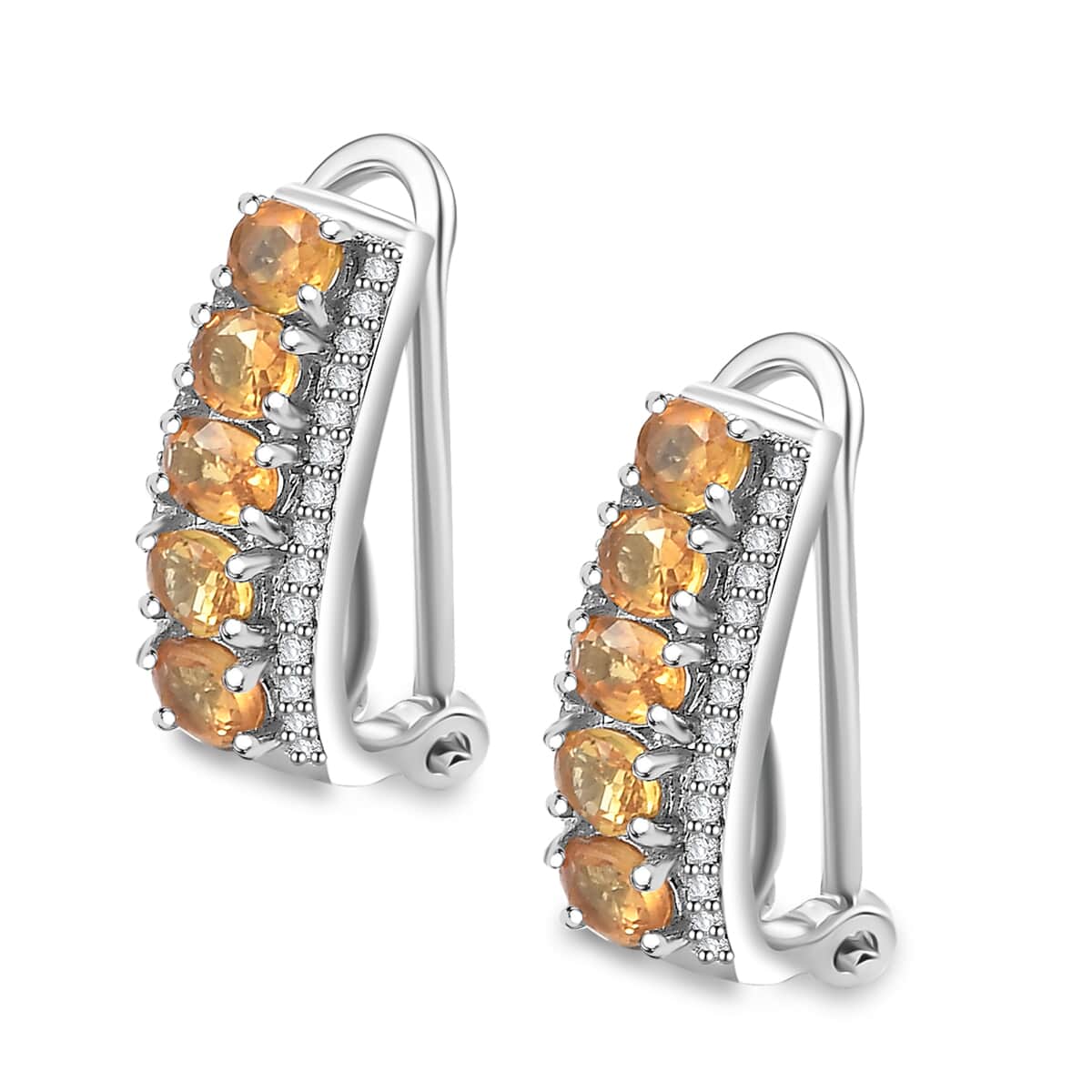 Madagascar Yellow Sapphire and White Zircon 3.00 ctw Earrings in Rhodium Over Sterling Silver image number 3