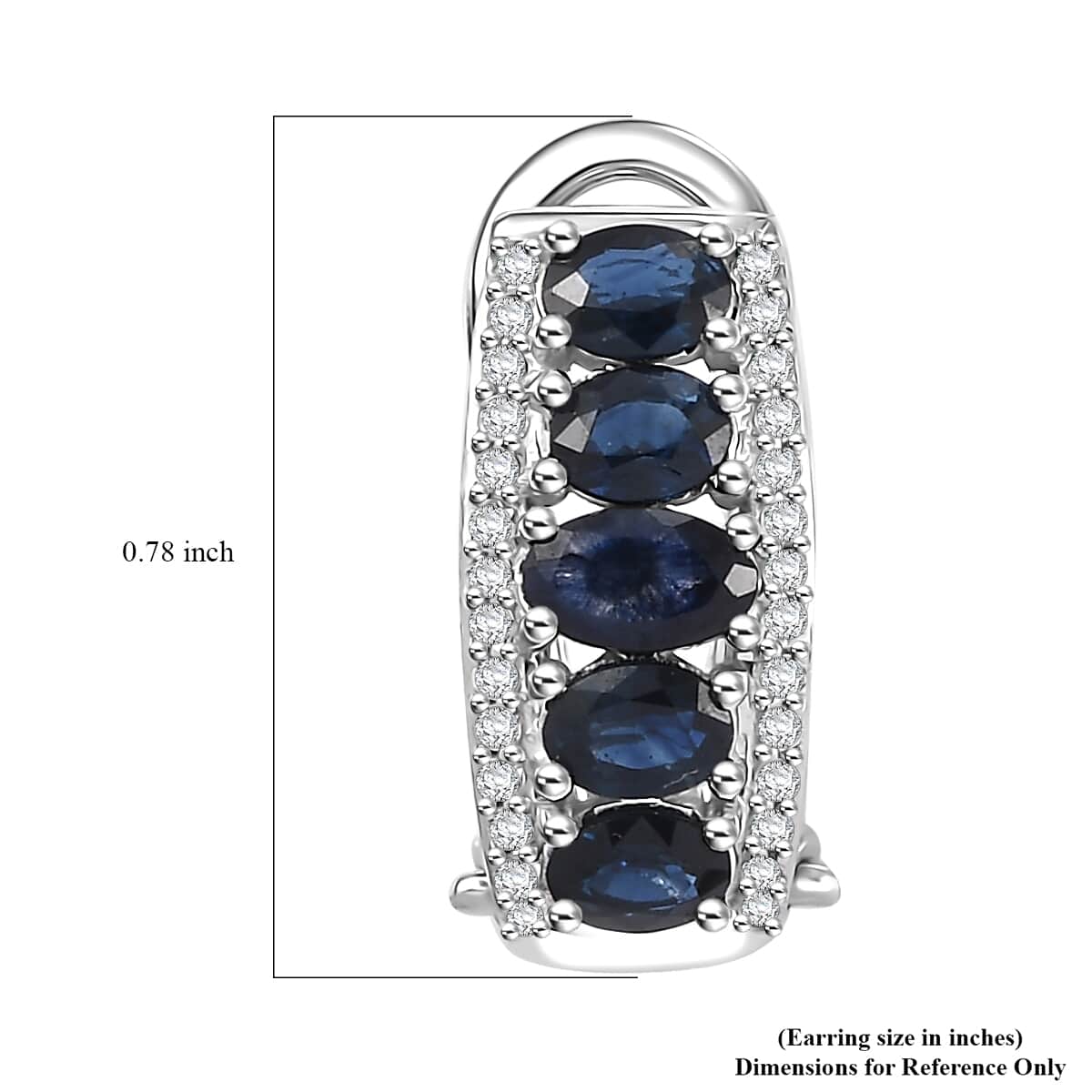 Kanchanaburi Blue Sapphire and White Zircon 2.65 ctw Earrings in Rhodium Over Sterling Silver image number 5