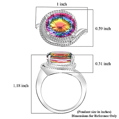 Nebula Quartz Doublet 5.00 ctw Solitaire Ring in Rhodium Over Sterling Silver (Size 10.0)