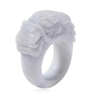 Natural Jade 94.50 ctw Carved Dragon Band Ring (Size 10)