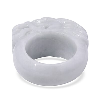 Natural Jade 94.50 ctw Carved Dragon Band Ring (Size 10)