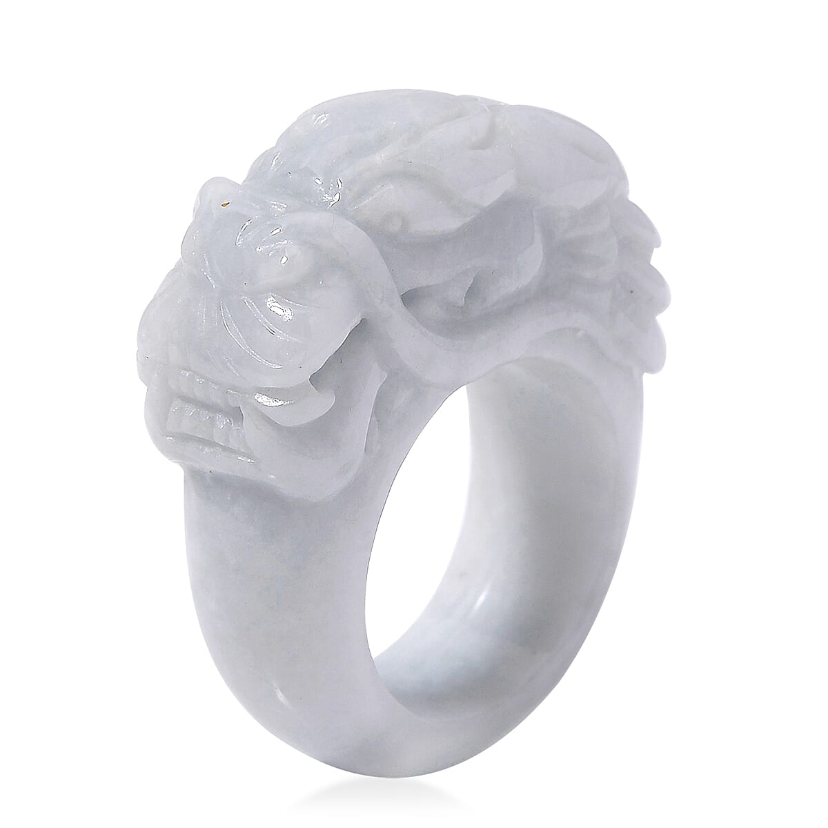 Natural Jade 94.50 ctw Carved Dragon Band Ring (Size 9) image number 3