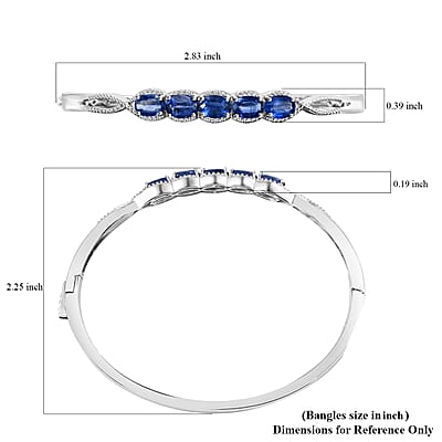 Kashmir Kyanite 4.90 ctw Love Infinity Bangle Bracelet in Rhodium Over Sterling Silver (6.50 In)