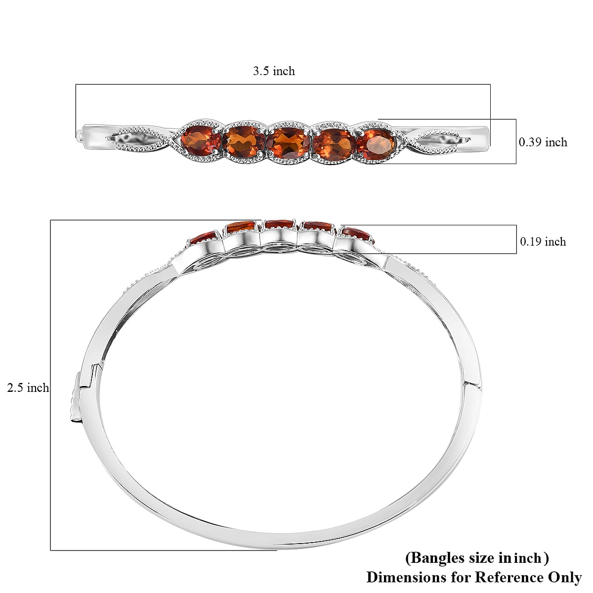 Santa Ana Madeira Citrine 3.75 ctw Love Infinity Bangle Bracelet in Rhodium Over Sterling Silver (8.0 In) image number 5