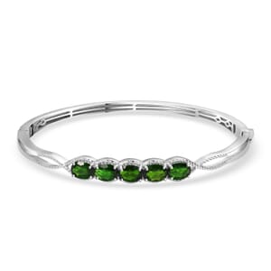Chrome Diopside 3.75 ctw Love Infinity Bangle Bracelet in Rhodium Over Sterling Silver (8.0 In)