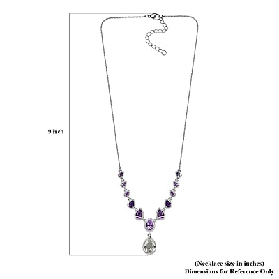 Karis Montezuma Prasiolite and Multi Gemstone 11.25 ctw Necklace and Platinum Bond & Stainless Steel 18-20 Inches