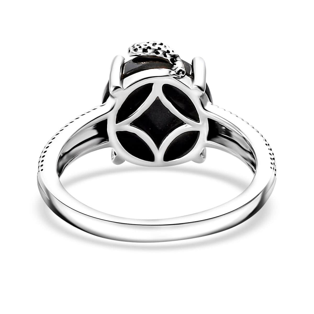 California Black Jade and Thai Black Spinel 5.90 ctw Snake Ring in Sterling Silver (Size 8.0) image number 4