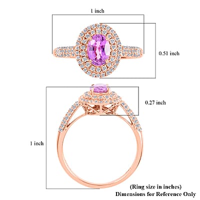 Certified and Appraised Iliana AAA Madagascar Purple Sapphire and G-H SI Diamond 1.40 ctw Double Halo Ring in 18K Rose Gold (Size 5.0)