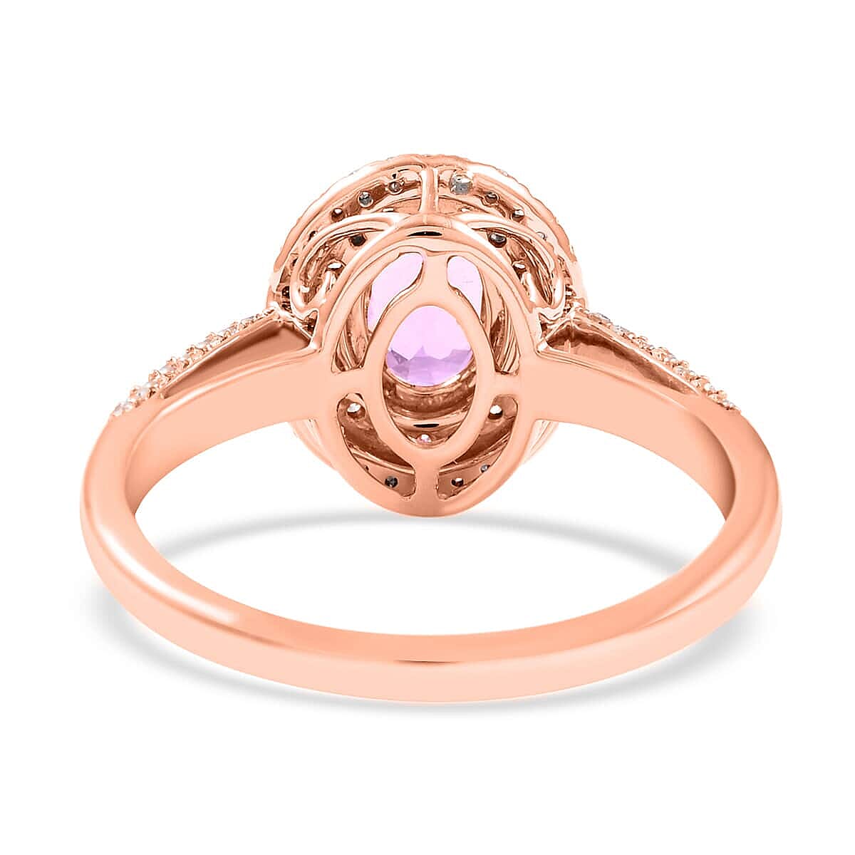 Certified and Appraised Iliana AAA Madagascar Purple Sapphire and G-H SI Diamond 1.40 ctw Double Halo Ring in 18K Rose Gold (Size 11.0) image number 4