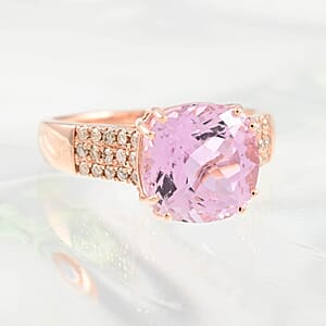 Certified & Appraised Luxoro AAA Martha Rocha Kunzite and G-H I1 Diamond 5.70 ctw Ring in 14K Rose Gold (Size 8.5) 3.45 Grams