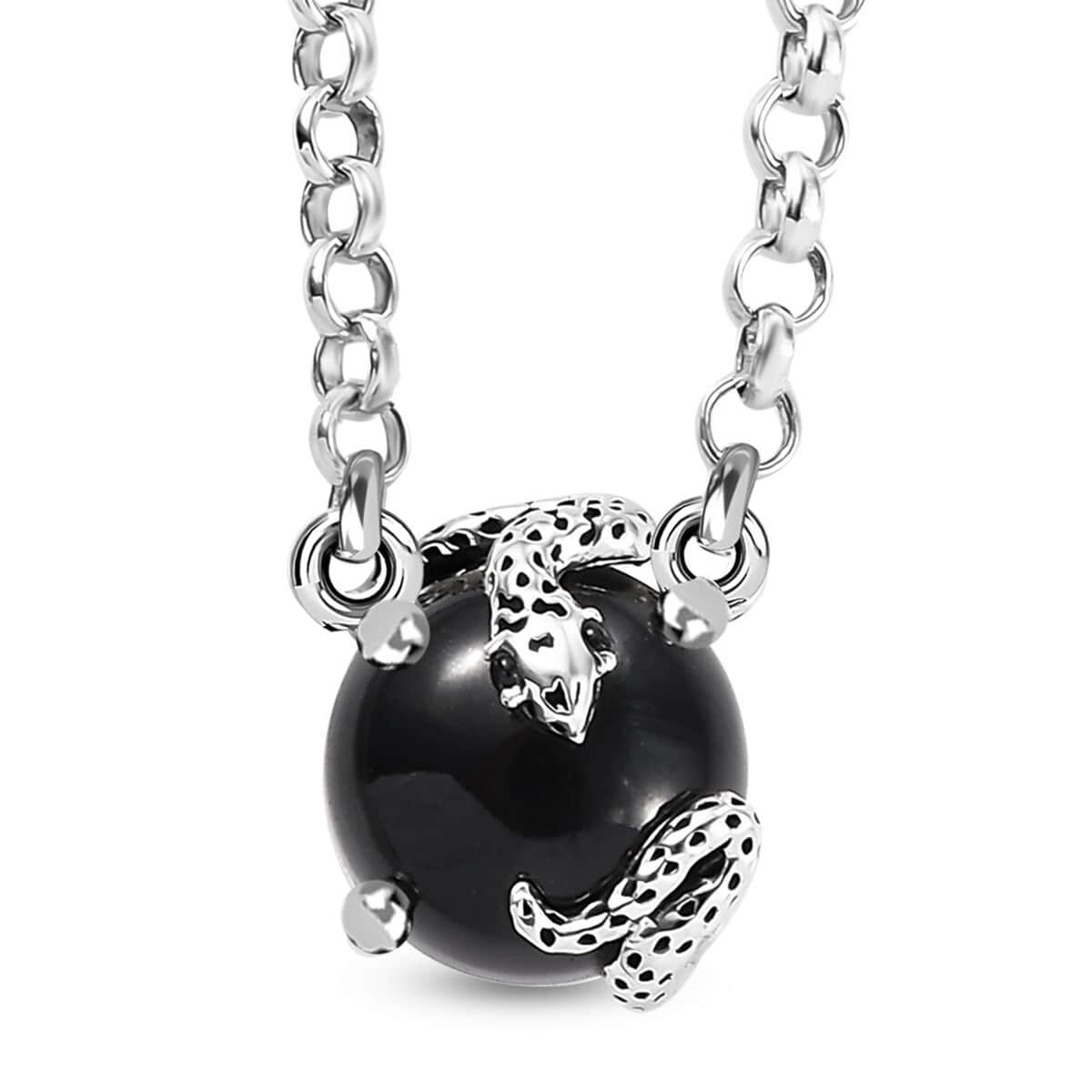 California Black Jade and Thai Black Spinel 6.65 ctw Snake Necklace in Sterling Silver 18 Inches image number 0