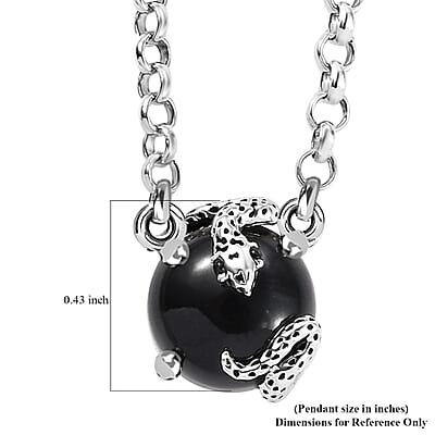D'Joy California Black Jade and Thai Black Spinel 6.65 ctw Snake Necklace in Sterling Silver 18 Inches