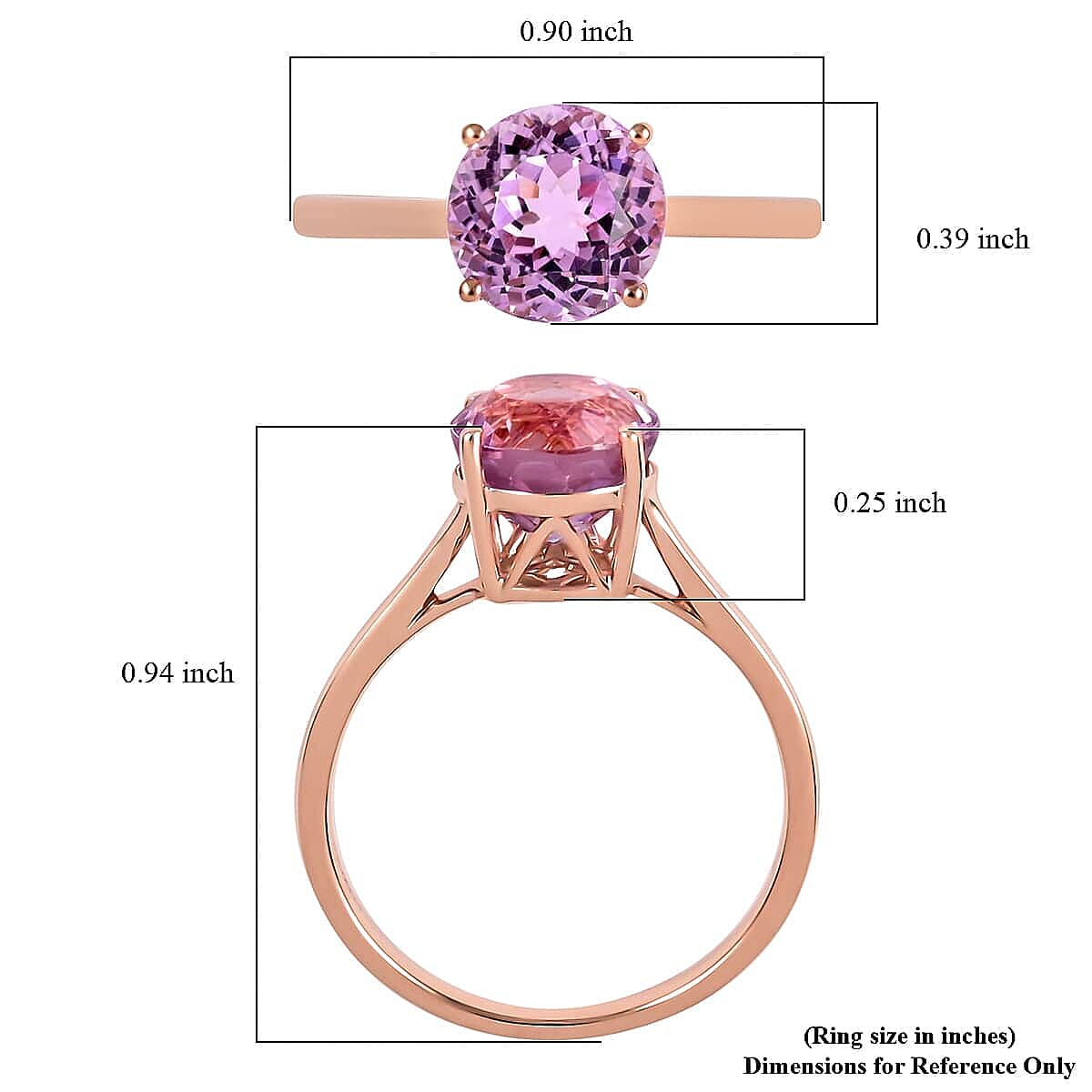 Certified & Appraised Luxoro AAA Martha Rocha Kunzite 2.60 ctw Solitaire Ring in 14K Rose Gold (Size 10.5)
