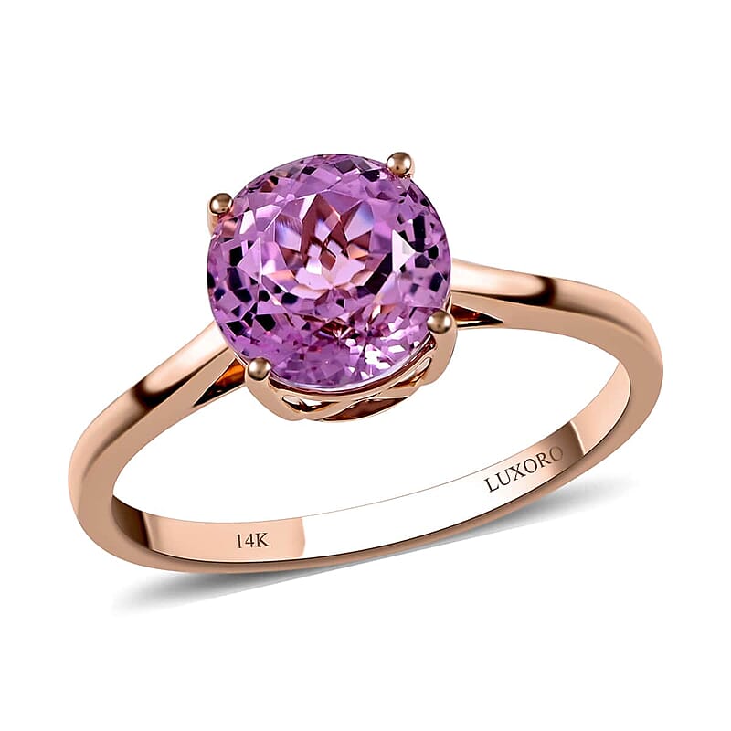 Certified & Appraised Luxoro AAA Martha Rocha Kunzite 2.60 ctw Solitaire Ring in 14K Rose Gold (Size 11.0)