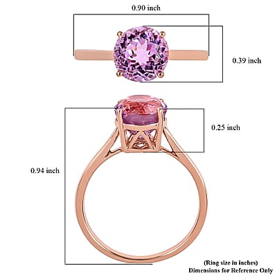 Certified & Appraised Luxoro AAA Martha Rocha Kunzite 2.60 ctw Solitaire Ring in 14K Rose Gold (Size 11.0)