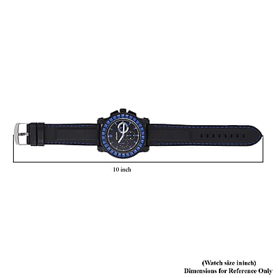 Strada Japanese Movement Blue Scale Dial Watch with Black Silicone Strap