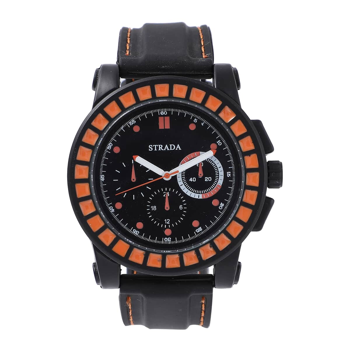 Strada Japanese Movement Orange Scale Dial Watch with Black Silicone Strap image number 0