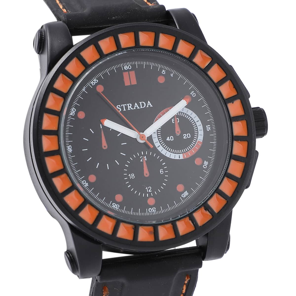 Strada Japanese Movement Orange Scale Dial Watch with Black Silicone Strap image number 3