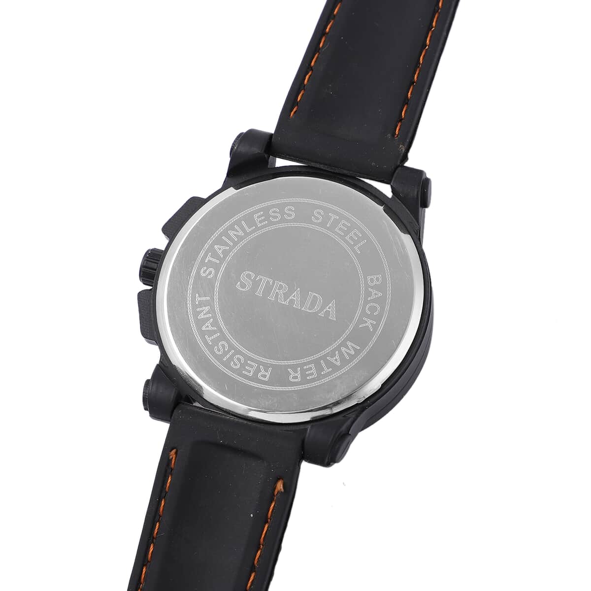 Strada Japanese Movement Orange Scale Dial Watch with Black Silicone Strap image number 5