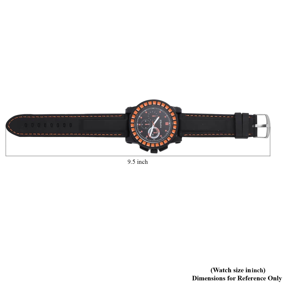 Strada Japanese Movement Orange Scale Dial Watch with Black Silicone Strap image number 6