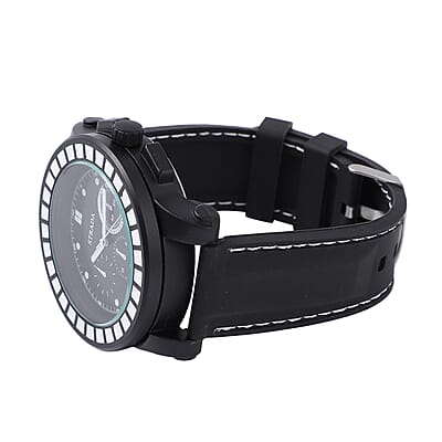 Strada Japanese Movement White Scale Dial Watch with Black Silicone Strap