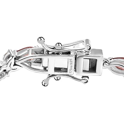 D'Joy Premium Tanzanian Blush Garnet and Moissanite 7.70 ctw Butterfly Bracelet in Rhodium Over Sterling Silver (8.00 In)