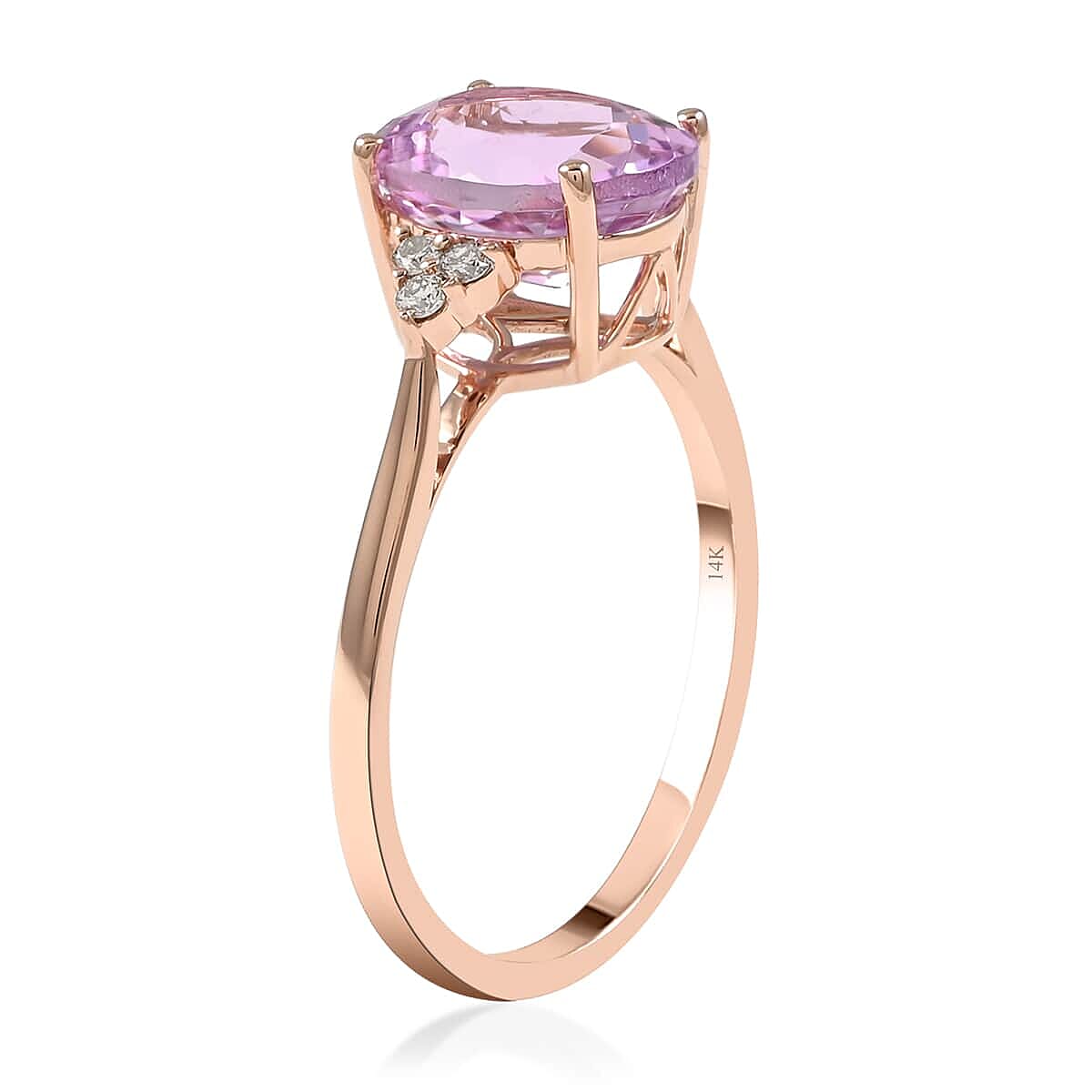 Certified & Appriased Luxoro AAA Martha Rocha Kunzite and G-H I1 Diamond 3.45 ctw Ring in 14K Rose Gold (Size 11.0)