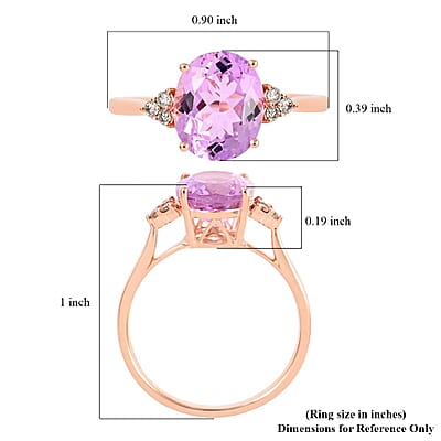 Certified & Appriased Luxoro AAA Martha Rocha Kunzite and G-H I1 Diamond 3.45 ctw Ring in 14K Rose Gold (Size 11.0)