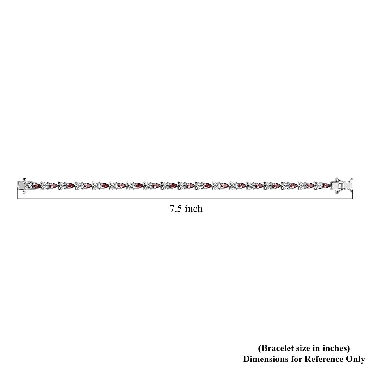 Premium Tanzanian Blush Garnet and Moissanite 6.90 ctw Butterfly Bracelet in Rhodium Over Sterling Silver (7.25 In) image number 3