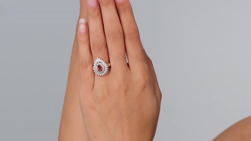 Premium Tanzanian Blush Garnet and Moissanite 1.50 ctw Snowflake Ring in 18K Vermeil Rose Gold Over Sterling Silver