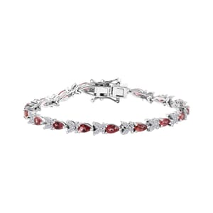 Premium Tanzanian Blush Garnet and Moissanite 6.50 ctw Butterfly Bracelet in Rhodium Over Sterling Silver (6.50 In)