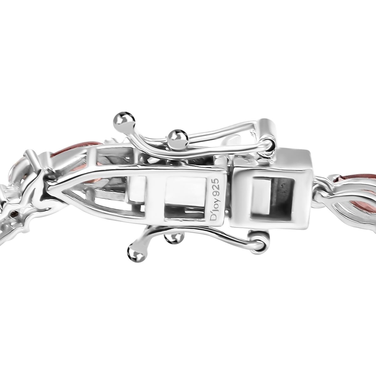 Premium Tanzanian Blush Garnet and Moissanite 6.50 ctw Butterfly Bracelet in Rhodium Over Sterling Silver (6.50 In) image number 3