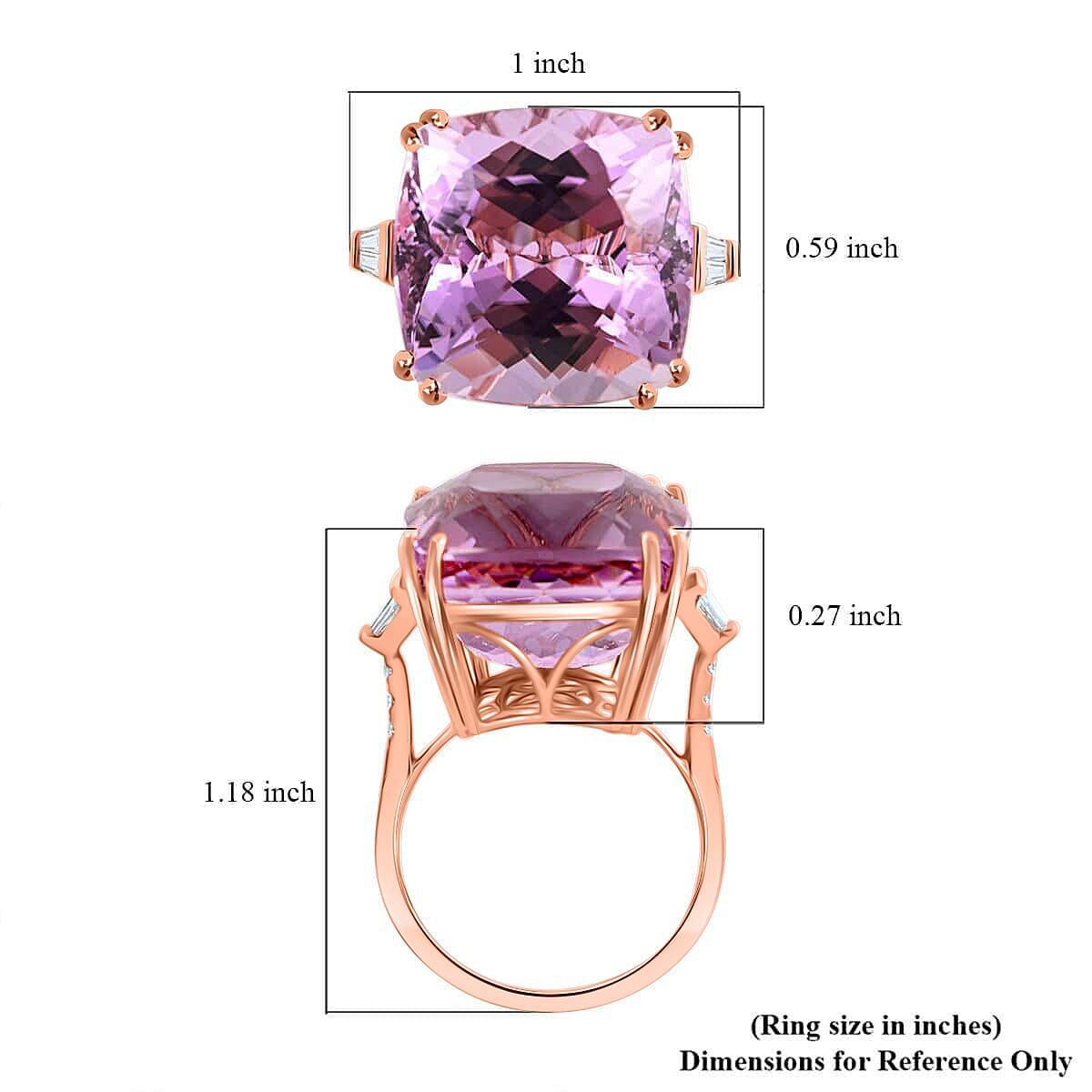 Certified & Appraised Iliana AAA Martha Rocha Kunzite and G-H SI Diamond 26.50 ctw Ring in 18K Rose Gold (Size 7.5) 5.15 Grams image number 5