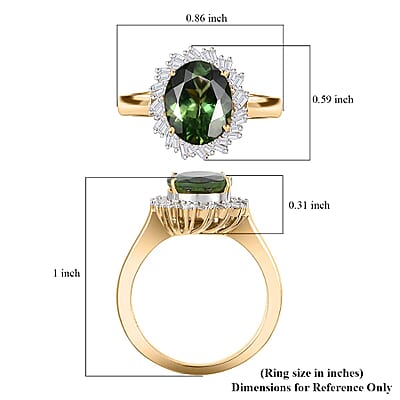 Luxoro Premium Madagascar Green Apatite and G-H I2 Diamond 3.15 ctw Verdant Blossom Ring in 10K Yellow Gold (Size 5.0) 4.30 Grams