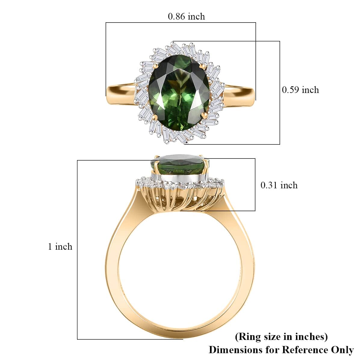 Luxoro Premium Madagascar Green Apatite and G-H I2 Diamond 3.15 ctw Verdant Blossom Ring in 10K Yellow Gold (Size 9.5) 4.30 Grams image number 5