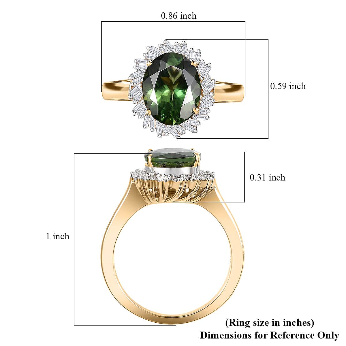 Luxoro Premium Madagascar Green Apatite and G-H I2 Diamond 3.15 ctw Verdant Blossom Ring in 10K Yellow Gold (Size 10.5) 4.30 Grams image number 5