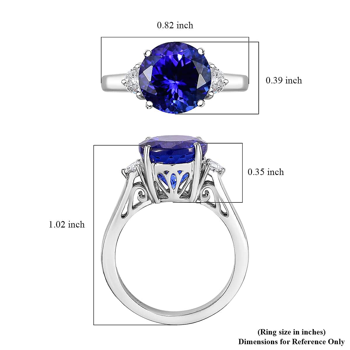 Certified & Appraised Rhapsody AAAA Tanzanite and E-F VS2 Diamond 4.27 ctw Ring in 950 Platinum (Size 7.5) 5.90 Grams image number 5