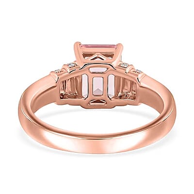 Certified & Appraised Luxoro AAA Pink Morganite, Santa Maria Aquamarine and G-H I2 Diamond 2.75 ctw Ring in 10K Rose Gold (Size 5.0) 4.15 Grams