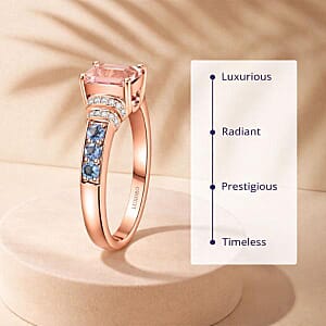 Certified & Appraised Luxoro AAA Pink Morganite, Santa Maria Aquamarine and G-H I2 Diamond 2.75 ctw Ring in 10K Rose Gold (Size 5.5) 4.15 Grams